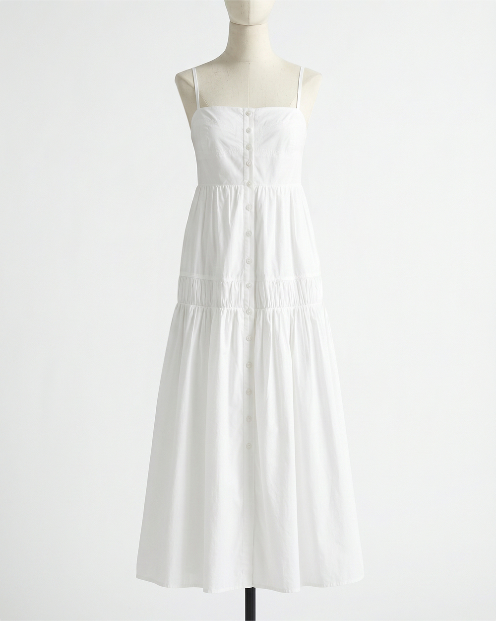 100% Organic Cotton Poplin Spaghetti Strap Maxi Dress